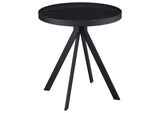 706267 Briggs Round Marble Printed Glass Top End Table Black