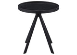 706267 Briggs Round Marble Printed Glass Top End Table Black