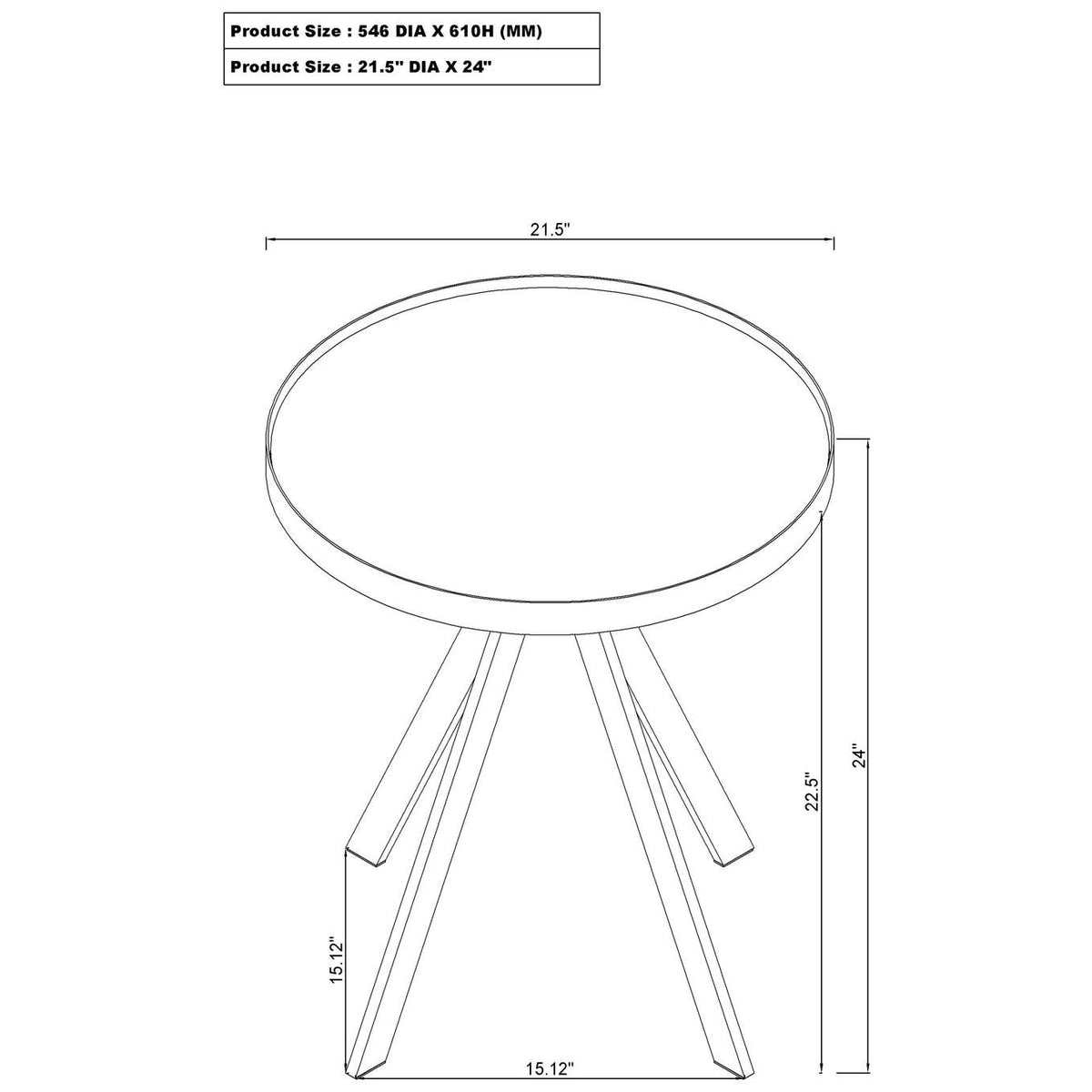 706267 Briggs Round Marble Printed Glass Top End Table Black
