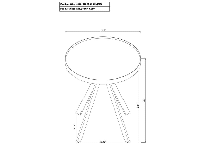 706267 Briggs Round Marble Printed Glass Top End Table Black