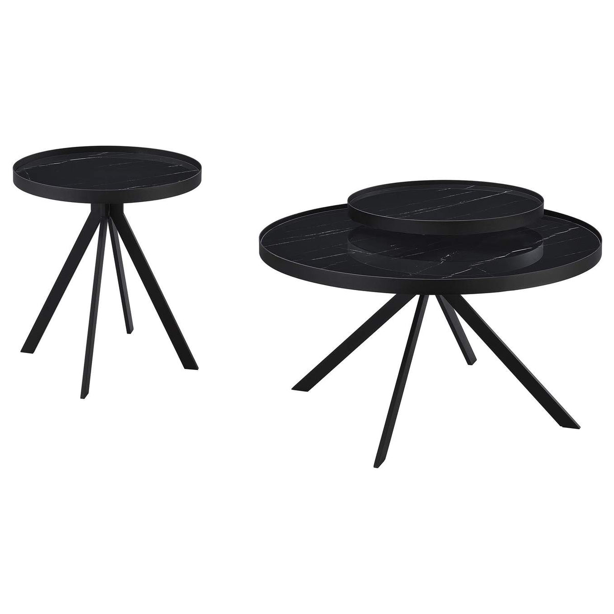 706268-S2 Briggs 2-piece Round Coffee and End Table Set Black