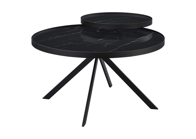 706268-S2 Briggs 2-piece Round Coffee and End Table Set Black