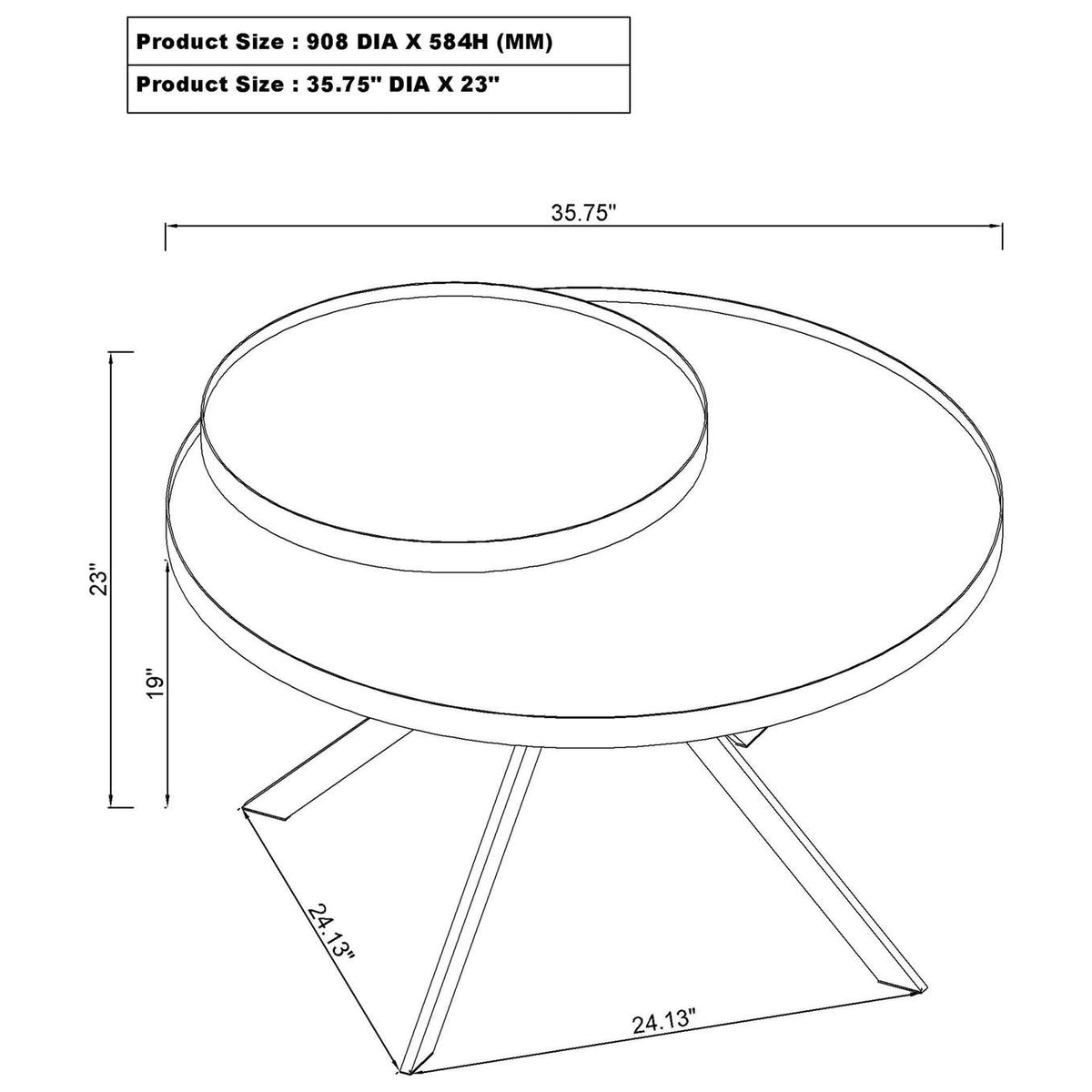 706268-S2 Briggs 2-piece Round Coffee and End Table Set Black