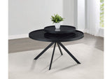 706268 Briggs Round Marble Printed Glass Top Coffee Table Black
