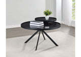 706268 Briggs Round Marble Printed Glass Top Coffee Table Black
