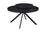 706268 Briggs Round Marble Printed Glass Top Coffee Table Black