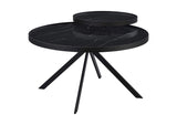 706268 Briggs Round Marble Printed Glass Top Coffee Table Black