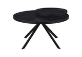 706268 Briggs Round Marble Printed Glass Top Coffee Table Black