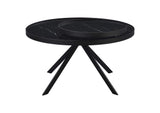 706268 Briggs Round Marble Printed Glass Top Coffee Table Black
