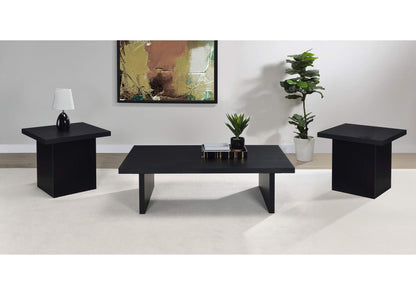 706278-S3 Max 3-piece Rectangular Coffee and End Table Set Black