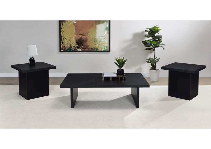 706278-S3 Max 3-piece Rectangular Coffee and End Table Set Black