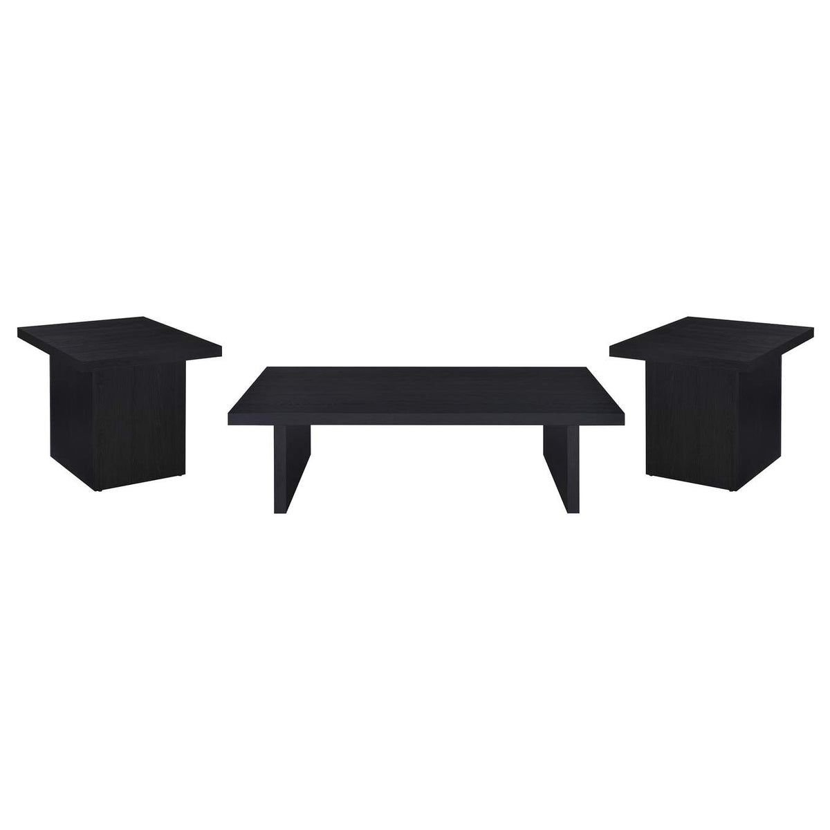706278-S3 Max 3-piece Rectangular Coffee and End Table Set Black