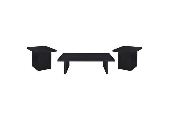 706278-S3 Max 3-piece Rectangular Coffee and End Table Set Black
