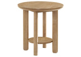 706297 Ottowa Round Wood Side End Table with Shelf Light Oak