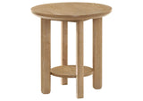 706297 Ottowa Round Wood Side End Table with Shelf Light Oak