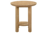 706297 Ottowa Round Wood Side End Table with Shelf Light Oak