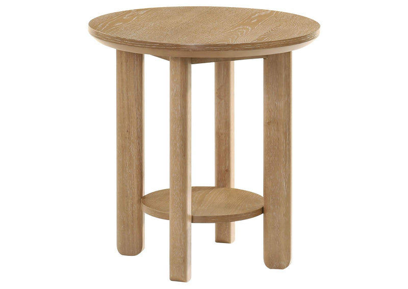 706298-S2 Ottowa 2-piece Round Wood Coffee Table Set Light Oak