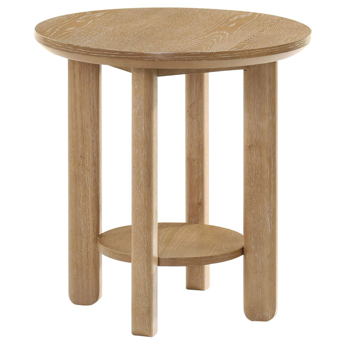 706298-S3 Ottowa 3-piece Round Wood Coffee Table Set Light Oak