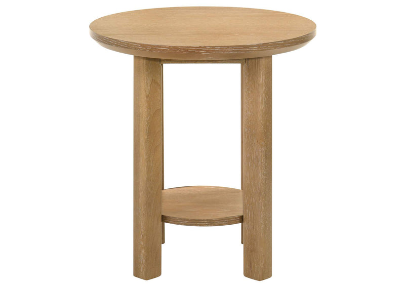 706298-S3 Ottowa 3-piece Round Wood Coffee Table Set Light Oak