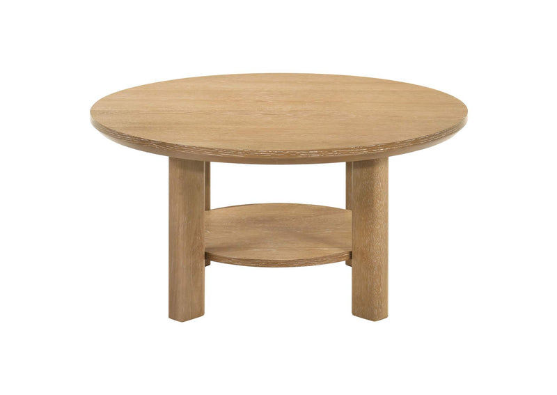 706298-S3 Ottowa 3-piece Round Wood Coffee Table Set Light Oak