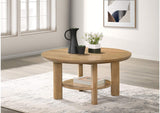 706298 Ottowa 36-inch Round Wood Cocktail Coffee Table Light Oak