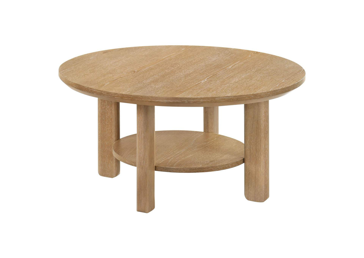 706298 Ottowa 36-inch Round Wood Cocktail Coffee Table Light Oak