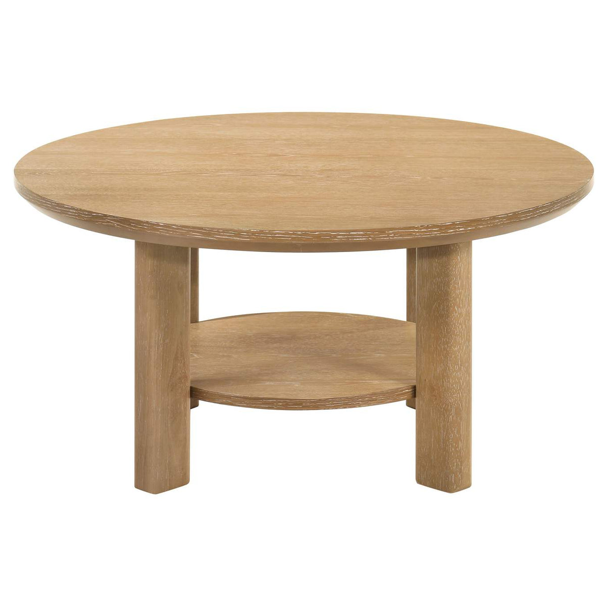 706298 Ottowa 36-inch Round Wood Cocktail Coffee Table Light Oak