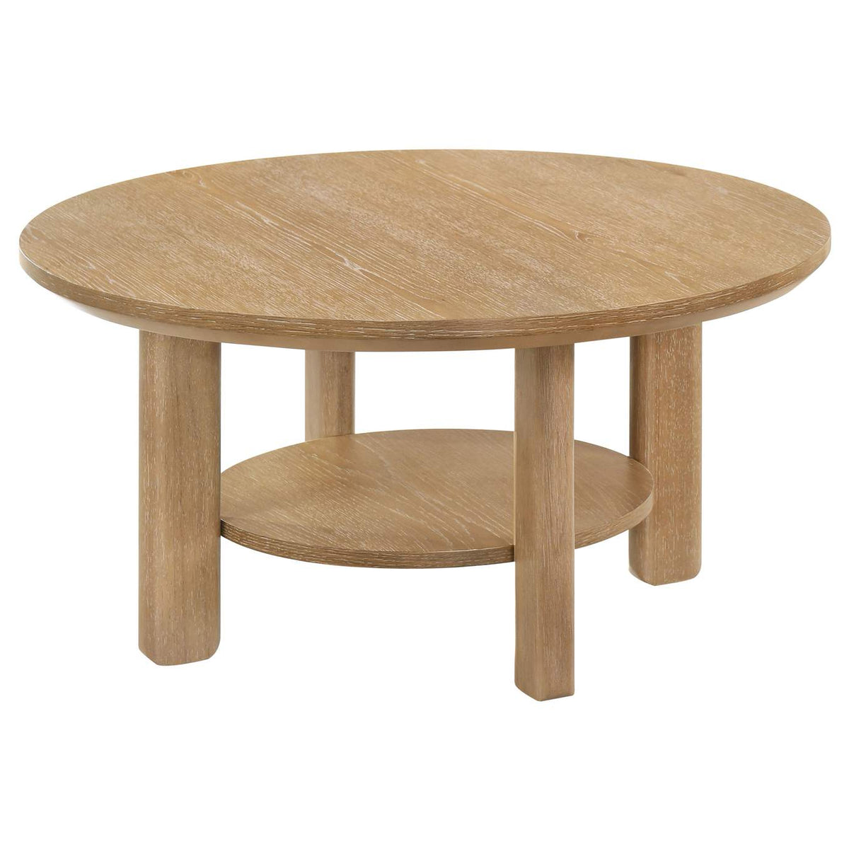 706298 Ottowa 36-inch Round Wood Cocktail Coffee Table Light Oak