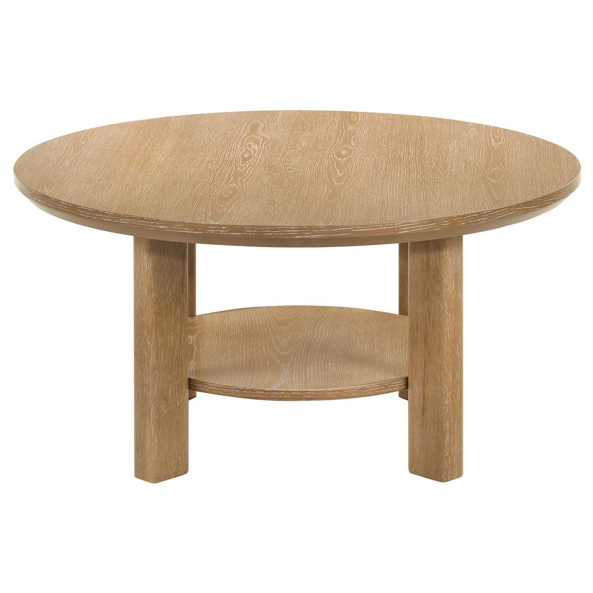 706298 Ottowa 36-inch Round Wood Cocktail Coffee Table Light Oak