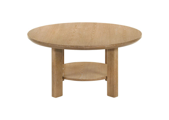 706298 Ottowa 36-inch Round Wood Cocktail Coffee Table Light Oak