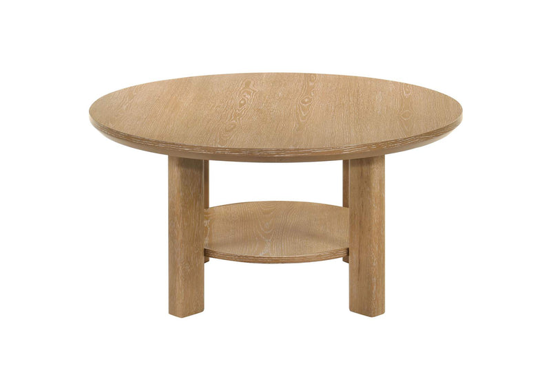 706298 Ottowa 36-inch Round Wood Cocktail Coffee Table Light Oak