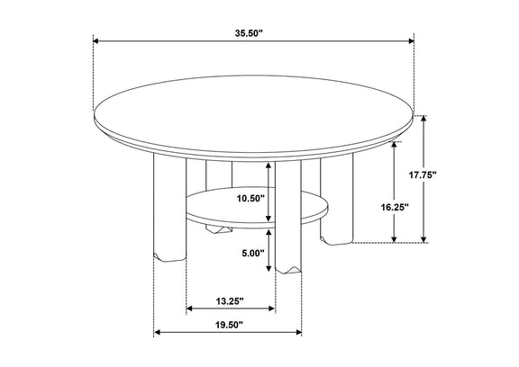 706298 Ottowa 36-inch Round Wood Cocktail Coffee Table Light Oak