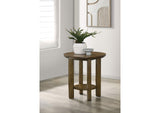 706307 Ottowa 22-Inch Round Wood Side End Table with Shelf Brown