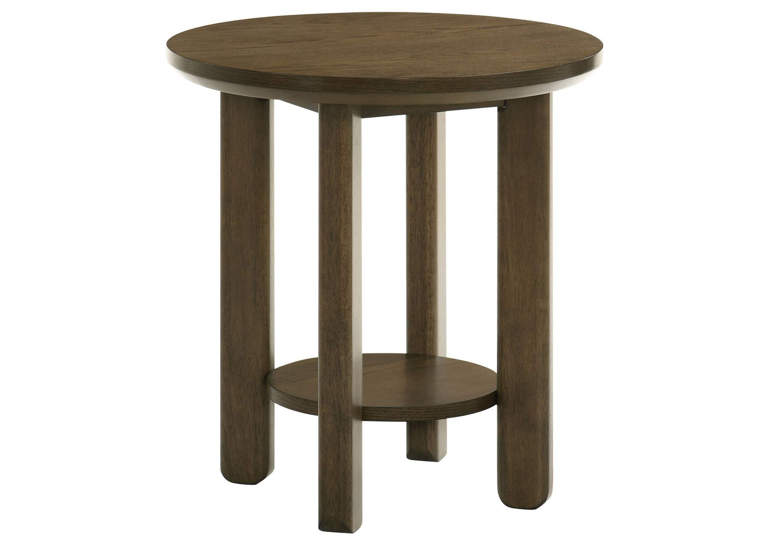 706307 Ottowa 22-Inch Round Wood Side End Table with Shelf Brown