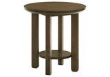 706307 Ottowa 22-Inch Round Wood Side End Table with Shelf Brown