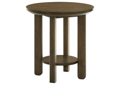 706307 Ottowa 22-Inch Round Wood Side End Table with Shelf Brown