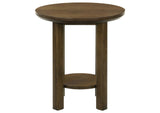 706307 Ottowa 22-Inch Round Wood Side End Table with Shelf Brown