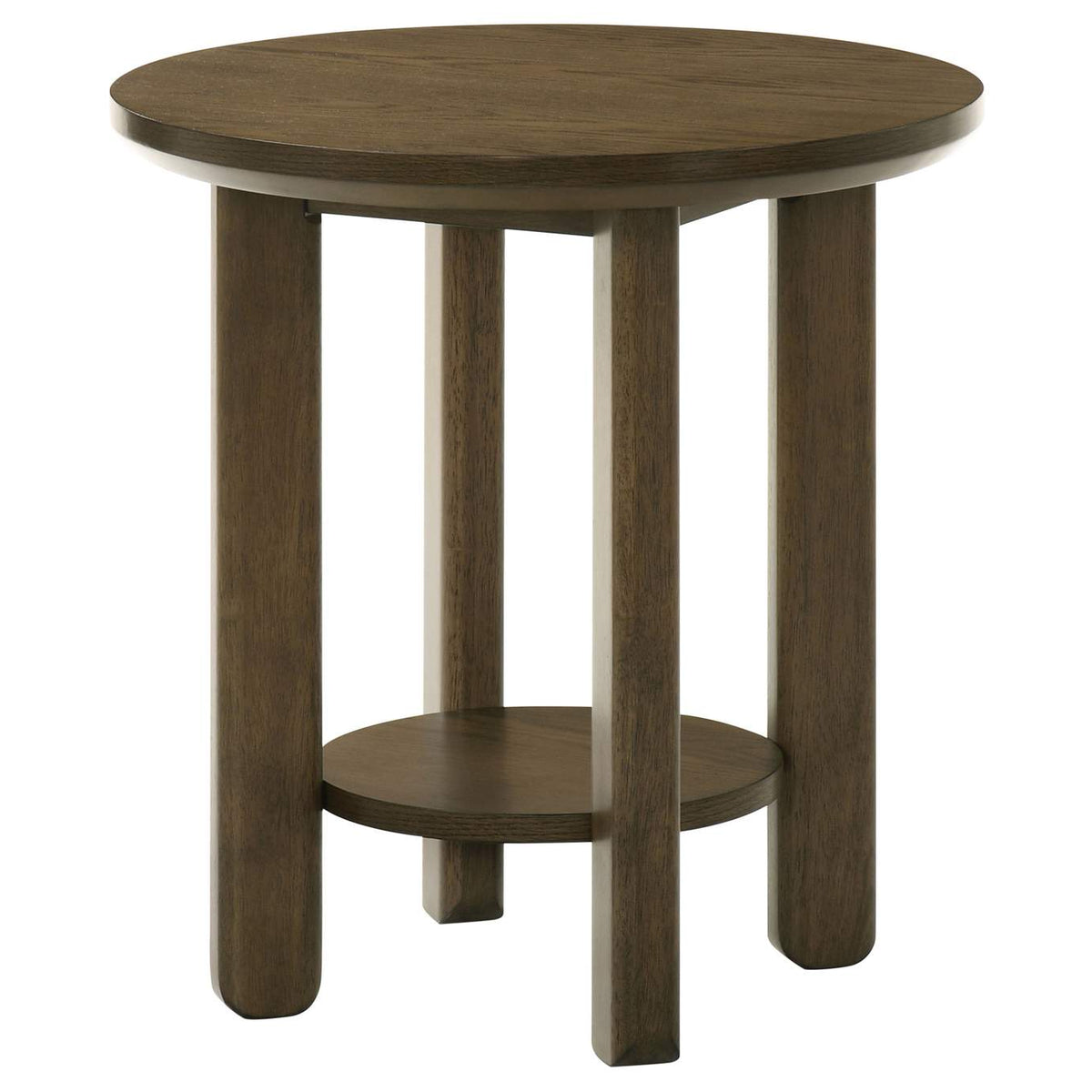 706307 Ottowa 22-Inch Round Wood Side End Table with Shelf Brown