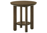 706307 Ottowa 22-Inch Round Wood Side End Table with Shelf Brown