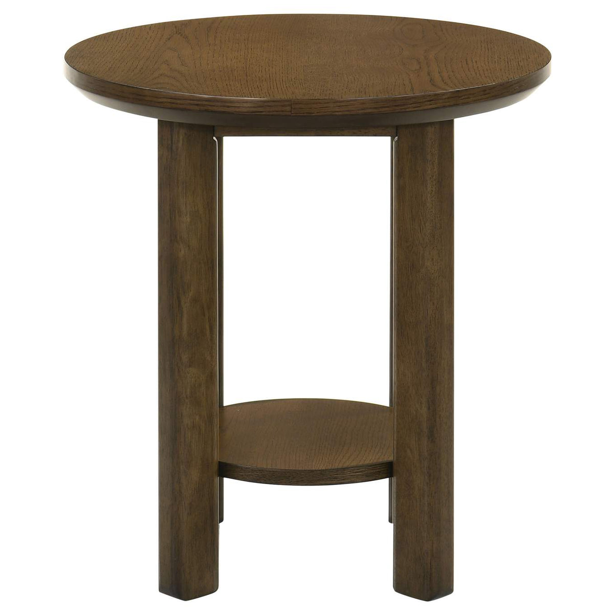 706307 Ottowa 22-Inch Round Wood Side End Table with Shelf Brown