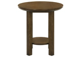 706307 Ottowa 22-Inch Round Wood Side End Table with Shelf Brown