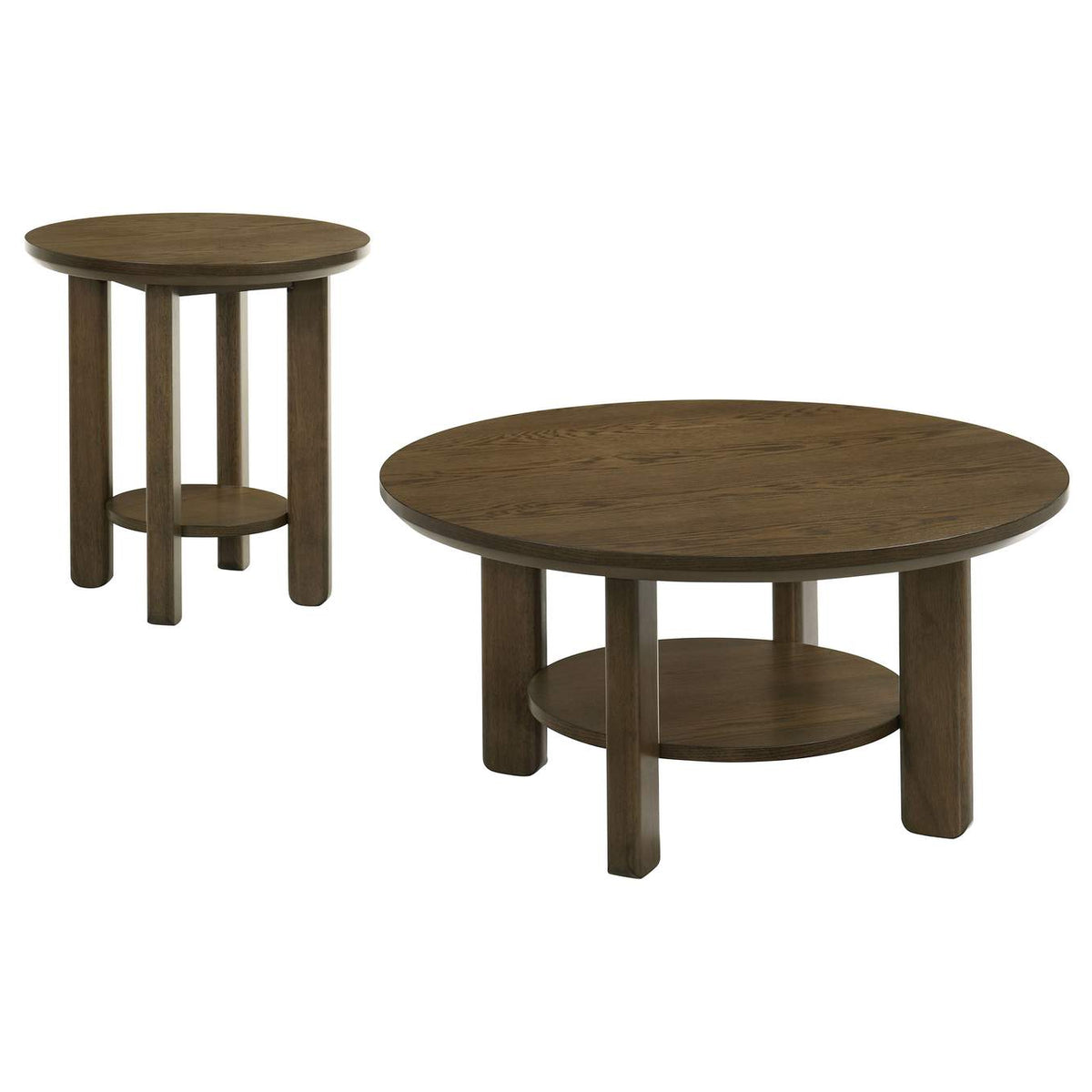 706308-S2 Ottowa 2-piece Round Wood Coffee Table Set Brown