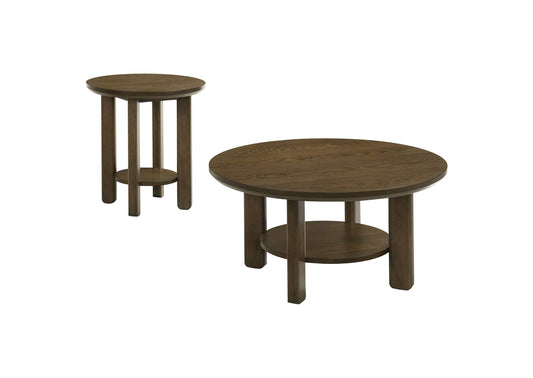 706308-S2 Ottowa 2-piece Round Wood Coffee Table Set Brown