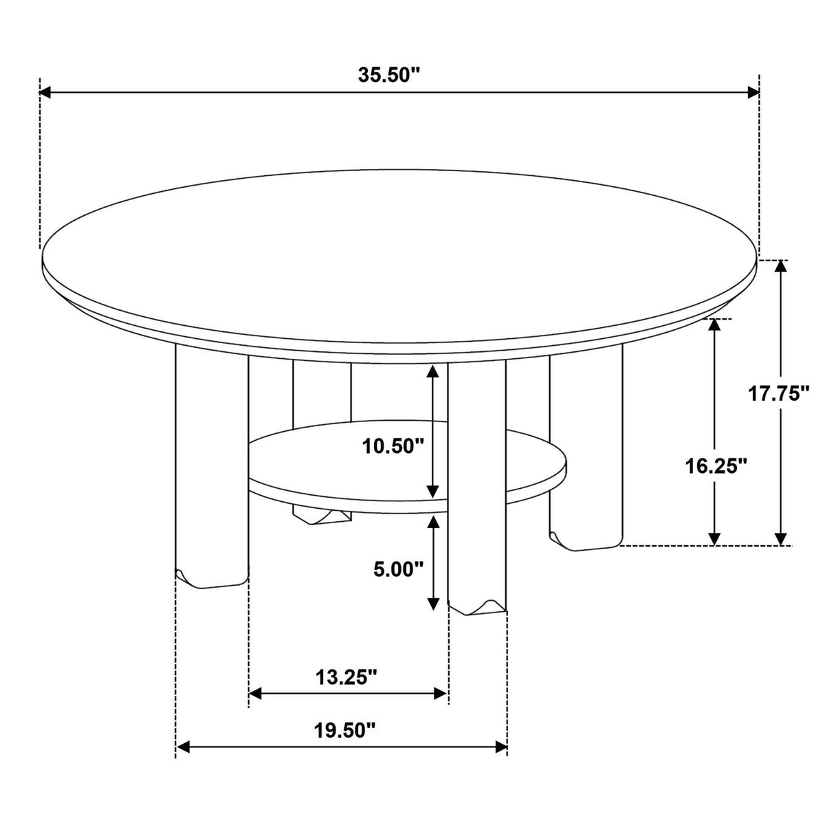 706308-S2 Ottowa 2-piece Round Wood Coffee Table Set Brown