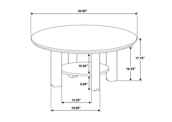 706308-S2 Ottowa 2-piece Round Wood Coffee Table Set Brown