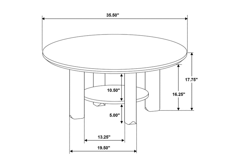 706308-S2 Ottowa 2-piece Round Wood Coffee Table Set Brown
