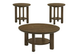 706308-S3 Ottowa 3-piece Round Wood Coffee Table Set Brown