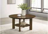706308 Ottowa 35-inch Round Wood Cocktail Coffee Table Brown