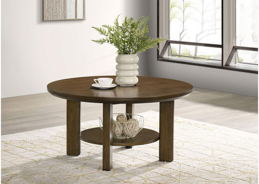 706308 Ottowa 35-inch Round Wood Cocktail Coffee Table Brown