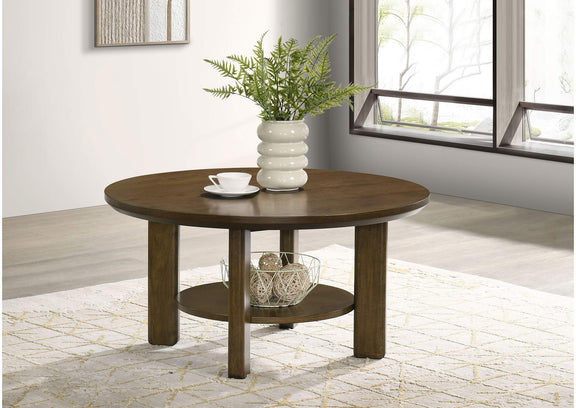 706308 Ottowa 35-inch Round Wood Cocktail Coffee Table Brown
